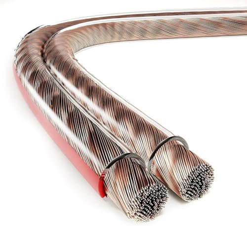 ETEC, per altoparlanti 10 metri, cavo per altoparlanti CCA, sezione cavo 2x2,50 mm², trasparente