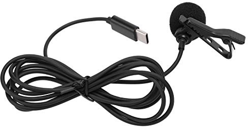Microfono lavalier di tipo C con clip per mani libere, microfono cablato per registrazione di interviste vocali, video brevi, microfono professionale per ancoraggio di giochi, insegnamento online,