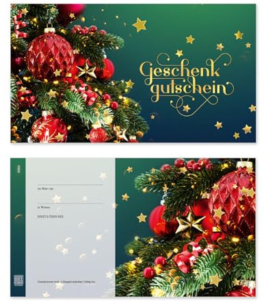 GESCHENKGUTSCHEINcom by POS-HAUER. 10 Gutscheine, blanko zum selber Ausfüllen. Für Weihnachten Weihnachtsmotiv.