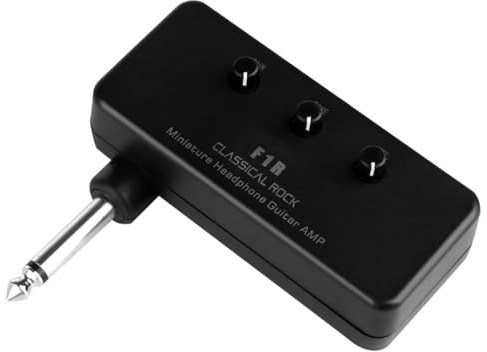 Miniatur Bassgitarren Kopfhörerverstärker, Tragbar Schwarz | Abs und Aluminium, für Bass und Gitarrenspiel, 1 Satz ohne 2 Aaa Batterien