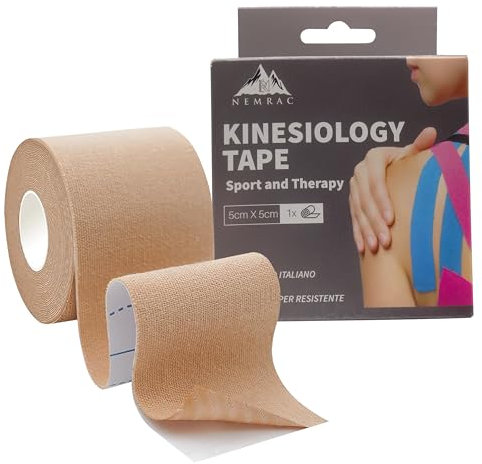 Tape Sportivo, Nastro Kinesiologico 5x5 CM, Impermeabile ed Elastico, Ideale per Gambe, Braccia, Collo, Ginocchia, tape kinesiologico, kinesio tape, taping kinesiologico