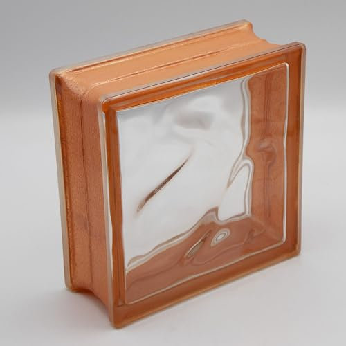 Design Glasbaustein Wolke Reflex orange, 19x19x8 cm - 6 Stück