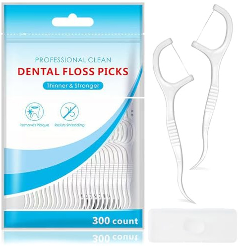 ZOCONE 300 Pcs Floss Sticks Ddental Disposable Tooth Picks Floss Sticks with Storage Box, High Toughness Floss Picks Dental Floss Stick for Teeth Cleaning, Thin Floss Toothpicks | Protect Gap