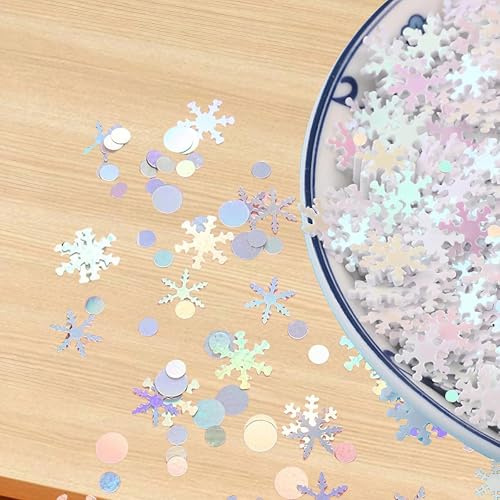 Décoration de flocons de neige, confettis de flocons de neige pour Noël, décoration de fête de Noël, décoration de Noël pour bricoler, confettis étincelants pour décoration de Noël, étoiles confettis