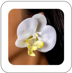 Inilbran Boho Vintage Oversized Blue Butterfly Orchid Earrings - Phalaenopsis Flower Bridal Floral Petal Jewelry for Women