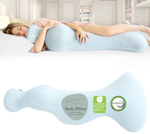 HONEHO Small Mermaid Body Pillows, Cooling One Piece Body Pillows for Adults, Long Pillow for Bed, Full Memory Foam Body Pillow, Big Hugging Pillows, Soft Firm Body Pillow for Side Sleeper/Pregnancy