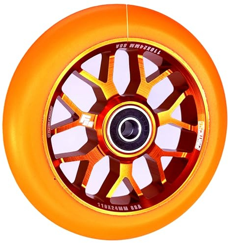 F26 Stunt Scooter Rolle, Spy7, 110 mm, Orange/PU Orange | mit ABEC 11 Kugellager, für Park, Street und Freestyle