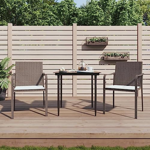 Sufrk Gartenstühle mit Kissen GartenstüHle Gartensessel Outdoor Garten StüHle Terassenstuhl 2 STK. Braun 56x59x84 cm Poly Rattan