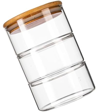 Alipis Tarros Apilables De Vidrio Transparentes Con Tapa De Bambú Recipiente Hermético Para Fruta y Ensalada Contenedor De Conservación Para Cocina y Nevera
