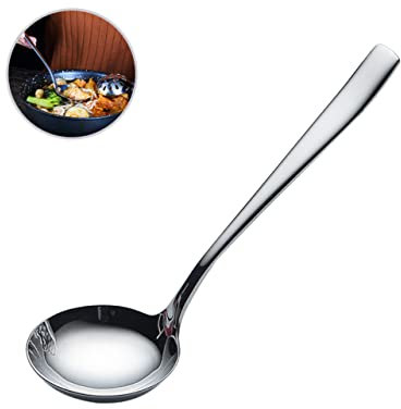 HOLIDYOYO Edelstahl Suppenlöffel Mit Langem Griff Für Hot Pot Und Desserts Ergonomisches Design Spülmaschinengeeignet Robust Und Langlebig