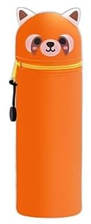 QRKPVHD Kawaii Weiche Silikontasche Federmäppchen - 2-in-1 Weiche Silikontasche Waschbär, Stand Up Federmäppchen, Tier Stifthalter, Stifthalter Bleistifttasche Mädchen Junge