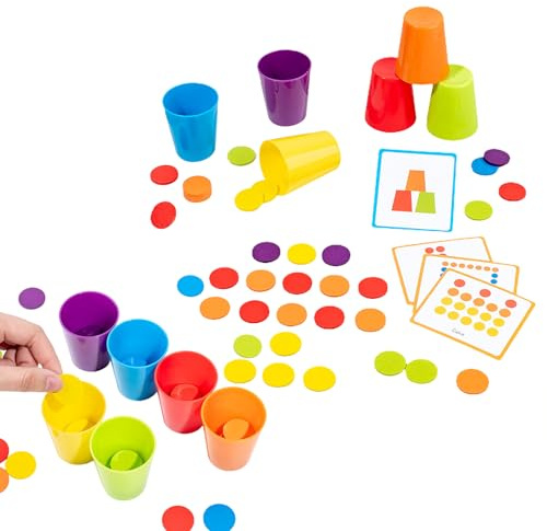 Spielzeug-Stapelbecher, schnelles Stapeln-Set, Sport-Stapeltassen, Geschwindigkeitstraining | Farbklassifizierung von 50 Fragekarten für Spaß
