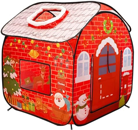 Christmas Pop Up Play Tent for Kids, Christmas Themed Pop Up Playhouse Indoor Outdoor Folding Portable Play Tent for Boys and Girls