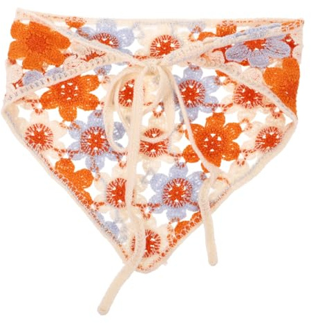 BESPORTBLE Bandeau Bandana pour Cheveux au Crochet à Fleurs Ajouré Orange en Coton Respirant, Accessoire Femme pour Coiffure Décontractée, Yoga et Plein Air, Taille Unique