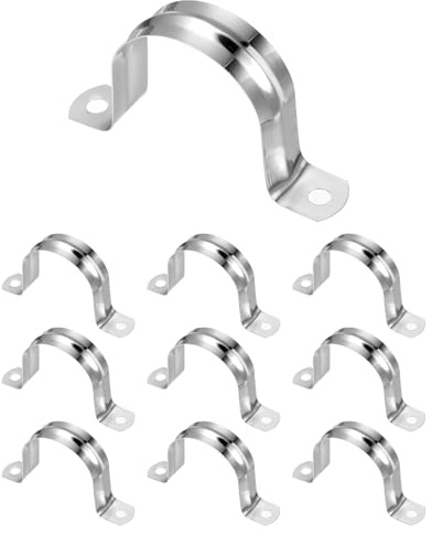 QUARKZMAN 10Pcs 1 3/4 po 45mm Conduit Colliers Serrage, M45 U Tube Tuyau Collier Serrage, Inox Acier Rigide Tuyau Sangle, U Support Forme avec Deux Trou pour Tuyau Tube