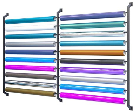 Soporte metálico de 10 niveles para vinilo de coche, expositor de rollos de tela para pared con barra ajustable, organizador de papel tapiz para películas de ventanas de coche comerciales, para garaje