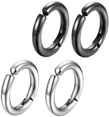 TSUOUKL 2 Paia di orecchini finti a cerchio,non forati,per naso,labbro,14mm Orecchini Finti in Acciaio Inossidabile Orecchini Magnetici Calamita Orecchini Senza Buco Uomo Donna Orecchini Clip