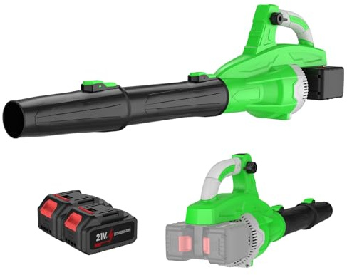 Souffleur Batterie 42 V (21 V*2), Souffleur de Feuilles sans Fil avec 2 x 4,0 Ah Batterie et Chargeur, Conception à Double Batterie, 12 Vitesse, 450CFM/250MPH, pour Cour, Pelouse, Jardin, Parkside
