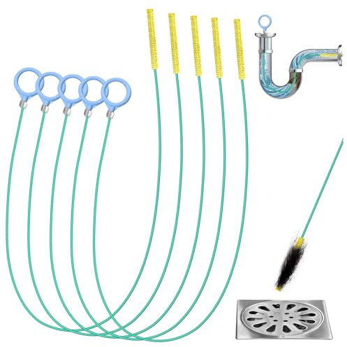 Abflussreiniger Spirale 5 Stück Rohrreinigungsspirale Sticks 100cm Abflussspirale Haarfänger Abflussschlange AntiBruch Stahl Nylonbeschichtung Rohrreinigungsbürste für Küche Badezimme Abwasserkanäle