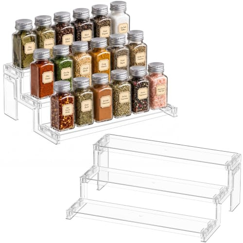 Lifewit Espositore Profum, Trasparente Espositori Acrilico, Alzate per Espositori per Cupcake, Buffet, Dessert, Smalti per Unghie, Spezie, Cosmetici, 3 Livelli, 2 Confezione, 30 cm