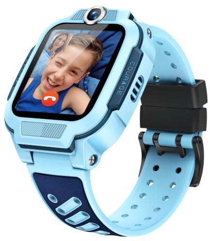 imoo Z3 Montre Connectée Enfant GPS, Montre Intelligente Enfant Carte Sim & 4G, Téléphone & Appel Vidéo, IP68 Étanche, SOS, Podometre, Mode Classe-Smartwatch Enfant Cadeau Fille Garçon - Bleu