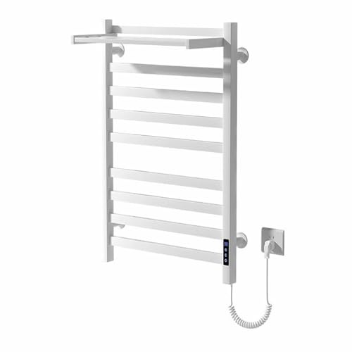 SkyFace Smart Scaldasalviette Elettrico Towel Scaldasalviette Elettrico Bagno Termostato Intelligente IPX4 con Timer e Display LED Portasciugamani Riscaldato a Parete per Bagno (Bianco)