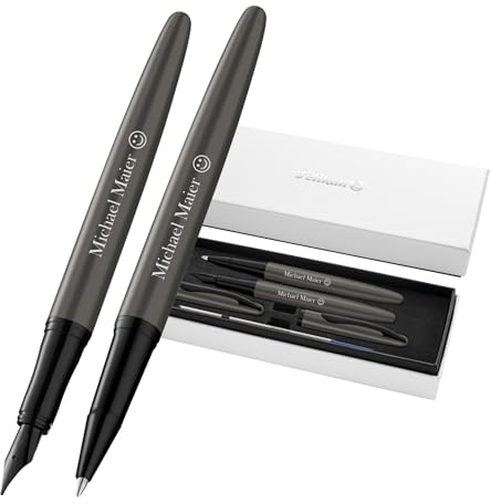 Pelikan Schreibset Jazz® Noble Elegance R/P36 Tintenroller und Füllhalter mit Gravur Geschenk - einzigartige Stifte mit Namen - personalisierte Geschenke (Stone)