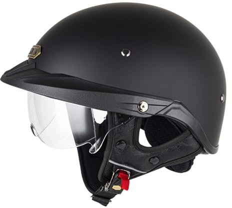 Casco Motociclista Casco Scodella Retrò Caschi Cromwell Mezzo Casco Alta Qualità Approvato DOTECE Caschi Jet E Demi-Jet Aperto Casco Scooter Con Visiera Per Uomini Donne G,XL:61-62CM