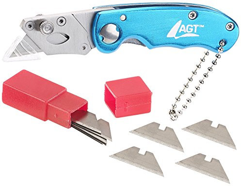 AGT Klapp Cuttermesser: Profi-Mini-Cuttermesser mit Klappsystem inkl. 10 Ersatzklingen (Teppichmesser Profi, Mini Messer, Papierschneider)