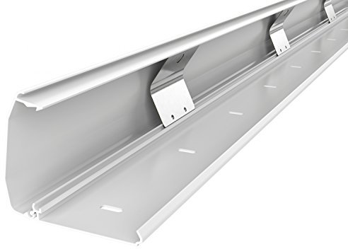 RICOO Kabelkanal aus Aluminium 110cm Klappmechanismus Universal Z1110-W Kabelführungssystem für Fussboden und Wand Wandleiste Kabelklemme Oberputzinstallation Kabelrinnen Leitungskanal, Weiss