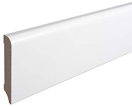Sockelleiste München Buche Massivholz WEISS Oberkante Abgerundet 100mm