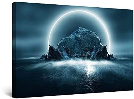 Startonight Bilder - Licht und Felsen - Leinwandbilder Moderne Kunst, Wanddeko Kunstdrucke, Wandbilder XXL Wohnzimmer Groß Wand Bild 80 x 120 cm, Tag Nacht Effekt, Elegante Geschenkidee Wand Deko