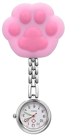 JSDDE Krankenschwesteruhr Cute Muster FOB Uhr Pflegeruhr Pulsuhr Ketteuhr Schwesternuhr mit Clip Analoge Quarzuhr Taschenuhr