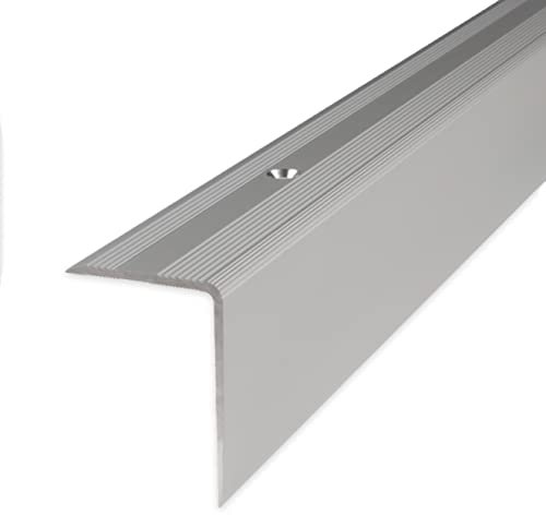PROVISTON | Treppenkante | Aluminium | Silber | Breite 30 mm | Höhe 42 mm | Länge 1000 mm | Gebohrt | Treppenkantenprofil | Treppenwinkel | Winkelprofil | Kombiwinkel | 1 Stück