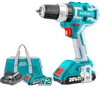 TOTAL - Trapano a percussione 20V, 1900 giri al minuto, con 47 pezzi di accessori