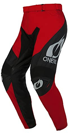 O'NEAL | Pantaloni da Motocross | Enduro Moto | Tessuto Denari Resistente, Protezione Termica in Pelle su entrambe Le Ginocchia all'Interno | Mayhem Hexx Pants V.24 | Adulto | Nero Rosso | Taglia 40