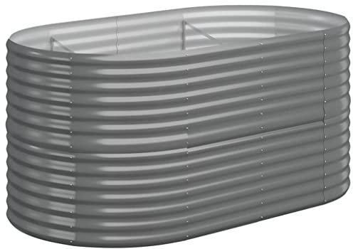 vidaXL Hochbeet, Wetterfestes Hochbeet für Garten Balkon Terrasse, Kräuterhochbeet zum Selber Bauen, Pflanzkasten aus Metall, Verzinkter Stahl Grau