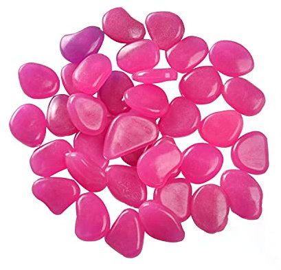 MacroHu 100pcs Multicolore Galets Jardin Pierres de Jardin Lumineuses Pierres Décoratives pour Jardin Galets Decoratif Fluorescent Galet Cailloux Jardin Exterieur Pierres Aquarium- Violet Foncé