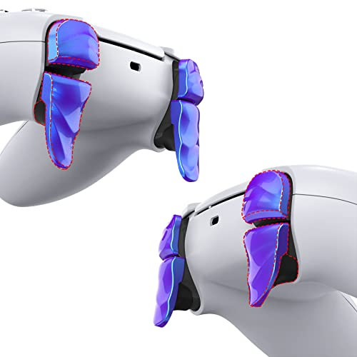 PlayVital DUNE Tasti Trigger Stop per ps5/Edge Controller Joystick,Pulsante Grilletti Bumper Estensione L1 L2 R1 R2 Lunghi per PS Portal Remote Player,2 Paia,Camaleonte Viola Blu