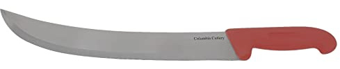 Columbia Cutlery 12 Inch Cimiters - Choose Color and Qty - Professional Curved Restaurant and Butcher Knife for Slicing and Carving Steak, Roasts, and Brisket (Single Red Cimiter)