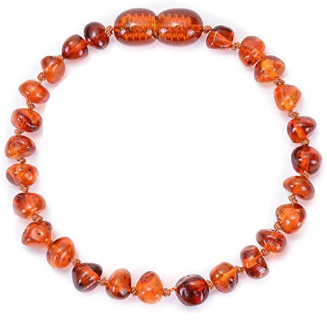 Bernstein Armband, Bead Armband Damen Orange Elastische Glatte Natursteinperlen Perlenarmbänder Geschenk für Frauen 15cm