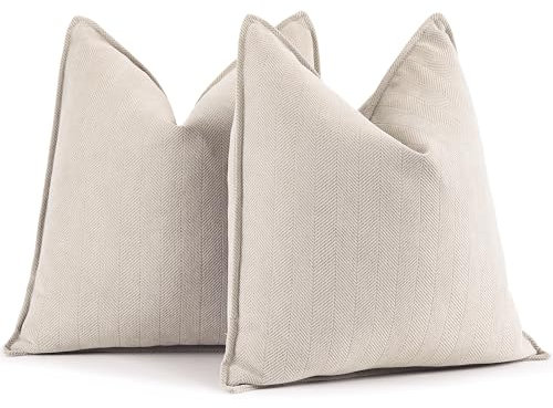 ZWJD Beige Kissenbezug 40x40 2er Set Chenille Kissenbezüge Sofakissen Kissenhüllen mit elegantem Design, weiche und luxuriöse dekorative Dekokissen für Couch, Bett und Heimdekoration
