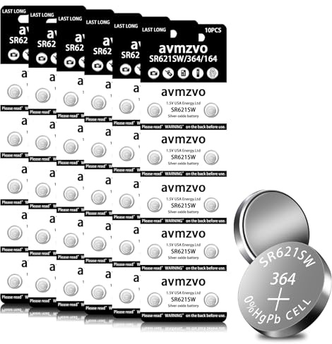 Avmzvo SR621SW Motsvarar SR621SW batteri 364 LR621 klockbatteri 1,5 V knappcell 60 stycken 【3 års garanti】