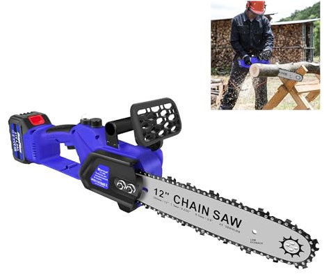 Banas 12inch Cordless Chainsaw 600W Electric Chainsaw | Brushless Pure Copper Motor | w/ 4000mAh Battery, Oiling System, Lightweight Handheld Electric Saw for Gardening, Branch Pruning & Wood Cutting