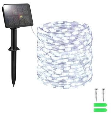 FFZZKJ Solar Fairy Lights Outdoor Garden Lights Waterproof 100LED 10M/32.8Ft Solar String Lights for Garden 8 Modes for Patio/Yard/Tree/Gazebo/Terrace/Party/Wedding-Cold White