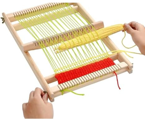 HERCHR Weaving Loom Kit,Multi-Craft Weaving Loom Tapestry Loom Large Frame with Yarn Ball 15.7 X 11.8 X 7.9inch Wood Weaving Loom Kit for Kids Beginners