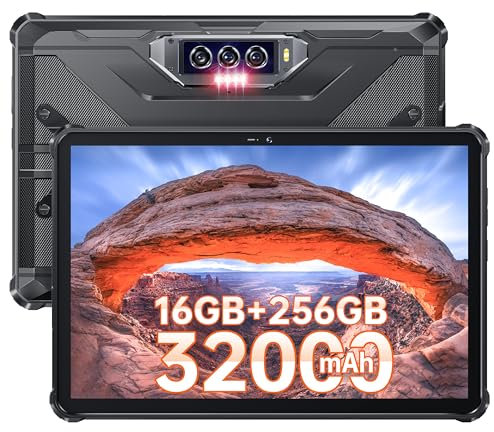 OUKITEL RT7 Tablette Incassable - 32000mAh Tablette Durcie, 16GO(8+8) RAM + 256GO ROM (TF 1To),10.1 FHD+ Tablette Android 13,48MP+32MP Caméra,4G Double SIM,IP68/IP69K/GPS/OTG/NFC/2Ans Garantie-Blue