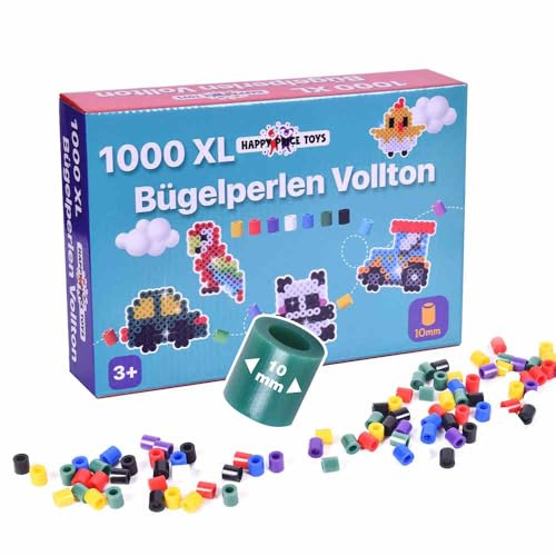1000 Maxi XL 10mm Bügelperlen Vollton, Große 10mm Bügelperlen Für Kinder ab 3 Jahren. Happy Price Toys. (Kompatibel mit allen Maxi Stiftplatten.)