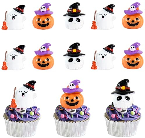 9Stk 3D Halloween Cupcake Topper Harz Geist Kürbis Schädel Kuchen Toppers Halloween Tisch Dekorationen Halloween Geburtstagsparty Kuchen Dekorationen Halloween Party Zubehör