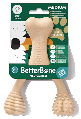 BetterBone - Hundespielzeug zum Kauen - Small Medium Beef - Kauknochen Hund Nylon- & GMO-frei auf Zellulosebasis - Kauspielzeug mittelhart mit Rindfleischgeschmack - Kauholz Splitterfrei & nachhaltig
